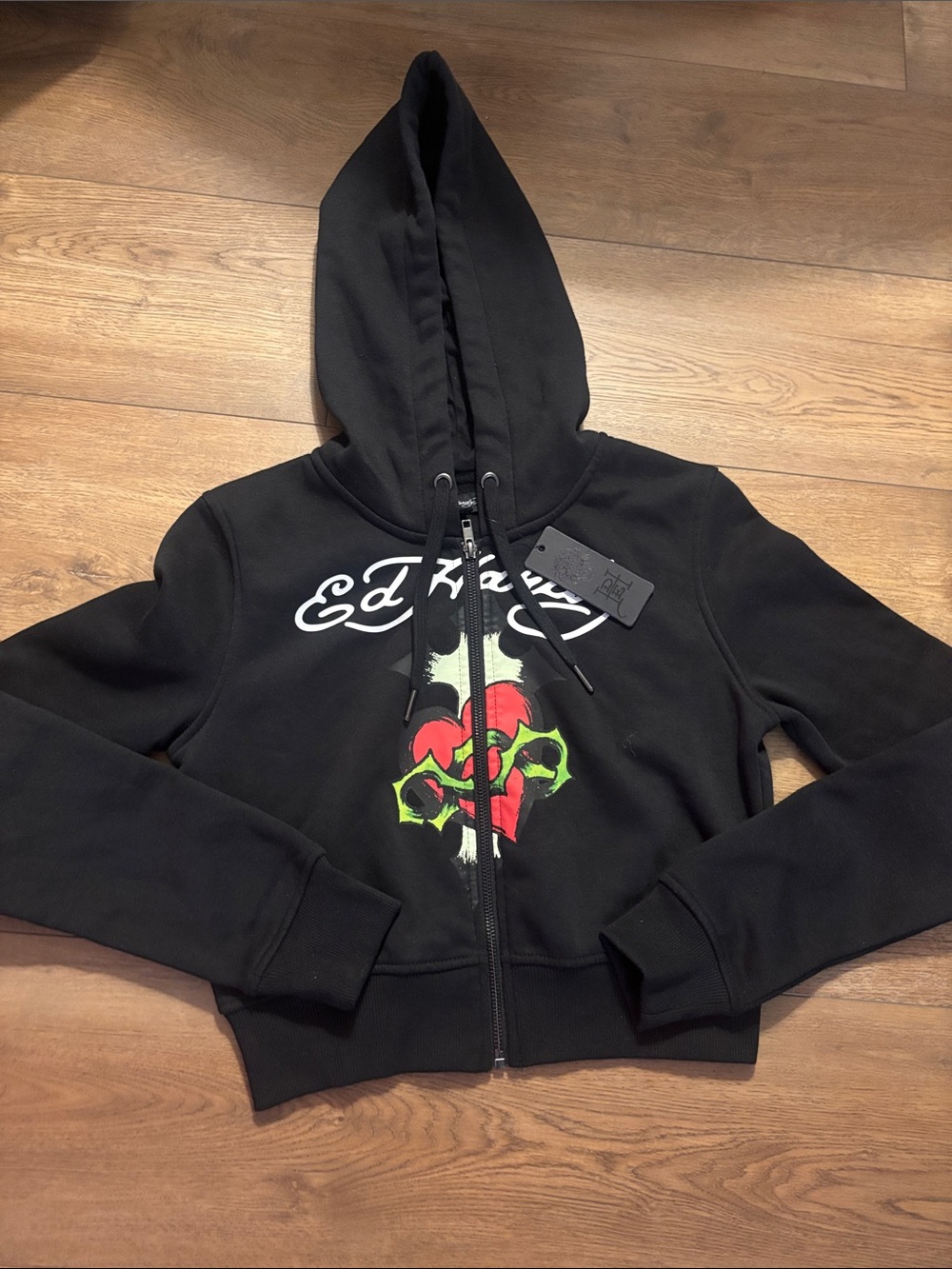 Ed Hardy Hoodie Sweatshirt Womens M HEART NWT